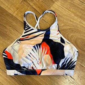 Athleta High Neck Bikini Top in a Print Size 34 D/DD